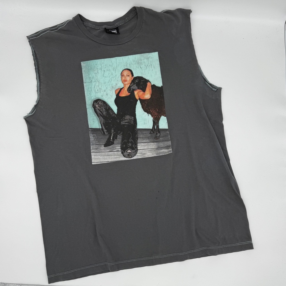 Angelina Jolie Sheep Graphic Muscle Tank